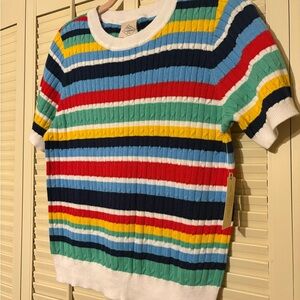 St johns bay Colorful Striped Short Sleeve Sweater! NWT size medium
